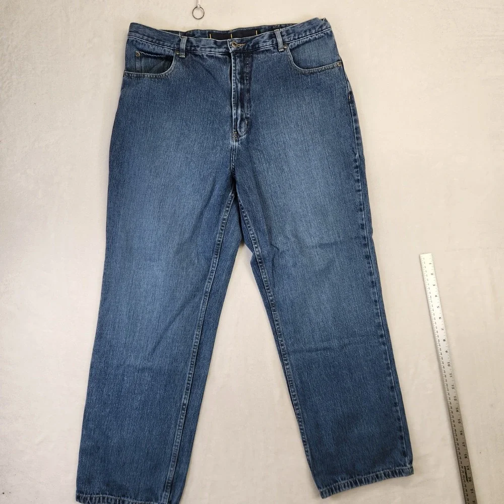 Nautica NS83 J-Class Mens Jeans 38x32 Medium Wash Straight‎ Leg Denim Blue